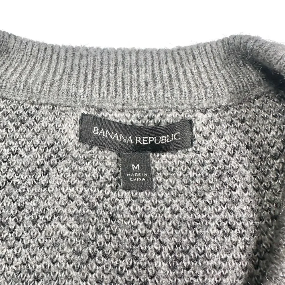 Banana Republic | Women | Plaid Wool Mohair Blend Boxy V-Neck Sweater | Medium